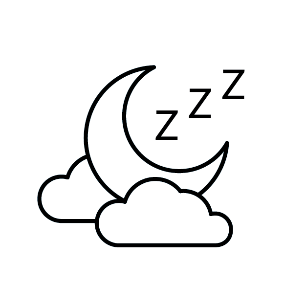 The clouds and half moon with Zzz symbolising good sleep at night